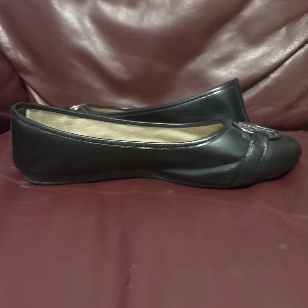 Harborsides Memory Foam Wide‎ Flats Size 9w Black Leather Slip On